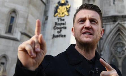 Tommy Robinson outside the high court in London in 2019