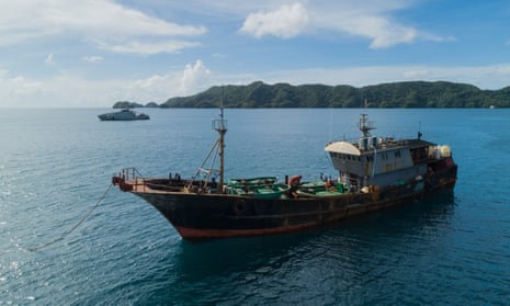 A Chinese fishing boat detained by Palauan authorities on suspicion of illegally harvesting sea cucumber.