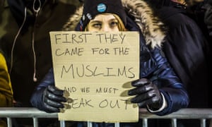 Protesting against Trump’s immigration ban in New York.