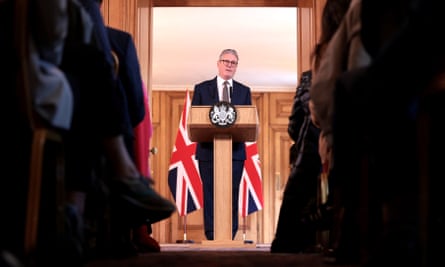 Keir Starmer holds his first press conference at 10 Downing Street.