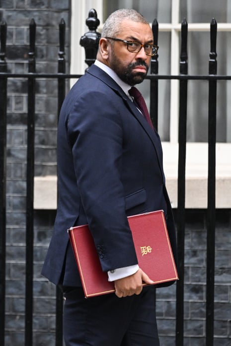 James Cleverly, the foreign secretary, arriving at No 10 for cabinet this morning.