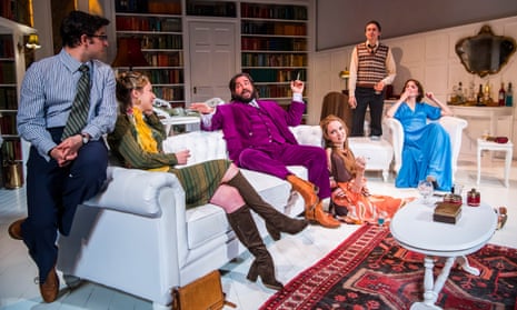 Smoke and mirrors … from left, Simon Bird, Lowenna Melrose, Matt Berry, Lily Cole, Tom Rosenthal and Charlotte Ritchie in The Philanthropist.