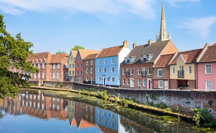 Terrace houses by the River Wensum in Norwich, Norfolk