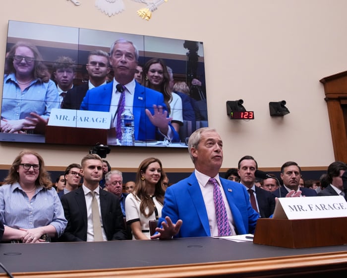 Nigel Farage called a ‘Putin-loving free speech impostor’ during bumpy US congressional hearing