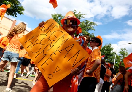 Netherlands fans outside the stadium in Zurich before the match.
