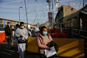 Migrants deported from the U.S. cross the Paso del Norte International Border bridge toward Ciudad Juarez in October.