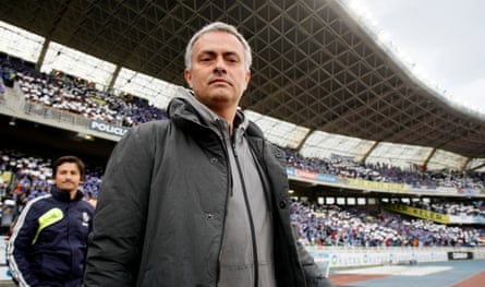 José Mourinho walks out onto the Anoeta Stadium pitch in San Sebastian in May 2013.
