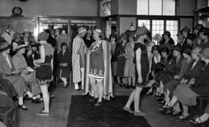 Modelling the latest bathing costumes, 1925.
