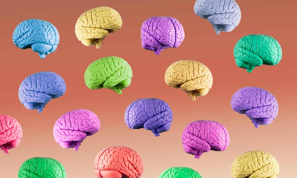 Multicoloured floating brains