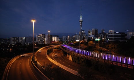 Few vehicles are seen on roads at night in Auckland