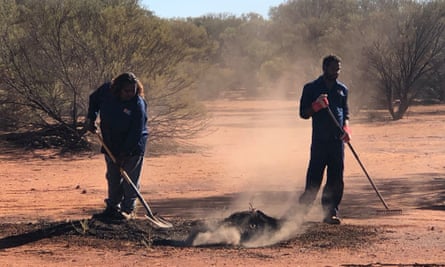 Two rangers working in the Western Australian desert