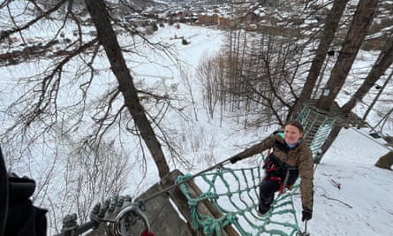 High ropes adventure in the trees at Val D’Isere.