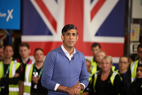 Rishi Sunak speaking to workers at Well Healthcare Supplies in Stoke this morning.