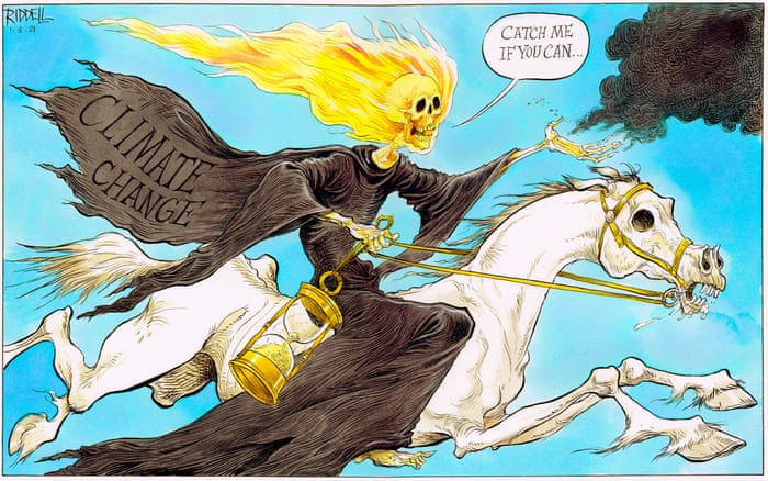 The climate change horseman of the apocalypse rides out – cartoon | Opinion  | The Guardian