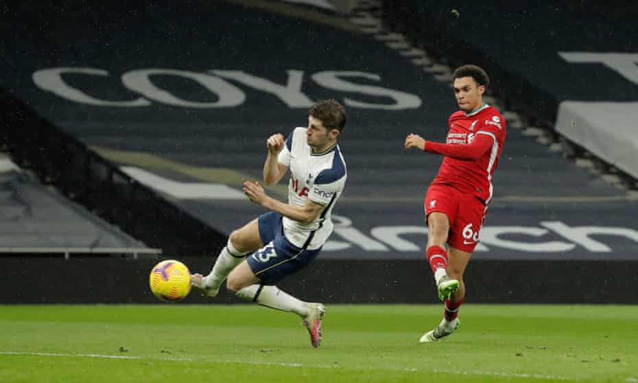 Trent Alexander Arnold lashes in Liverpool’s second goal on a night when many of their players rediscovered their form