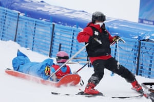 Lucrezia Fantelli is stretchered off the course.