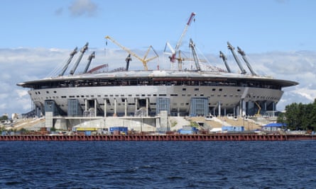 The Zenit Arena under construction in July 2015.