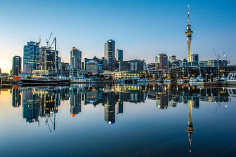 Auckland’s skyline reflected in Waitematā Harbour