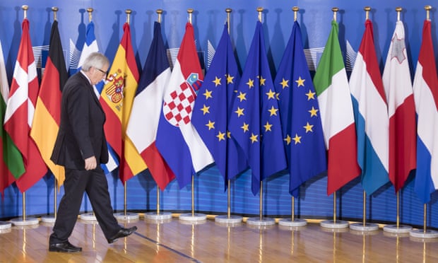 The president of the European commission, Jean- Claude Juncker, before an informal working meeting on migration and asylum issues.