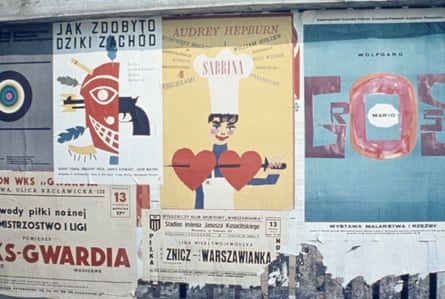 Posters, including for Billy Wilder’s Sabrina, on a wall