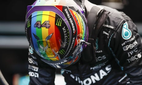 Lewis Hamilton wore the helmet for practice in the first Qatar Grand Prix at the Losail Circuit.