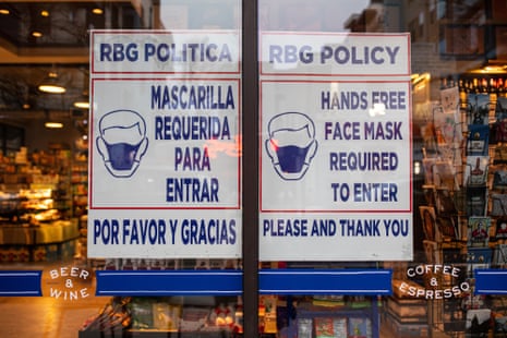 A grocery store displays a sign requiring customers to wear masks on 10 March 2021 in Austin, Texas. 