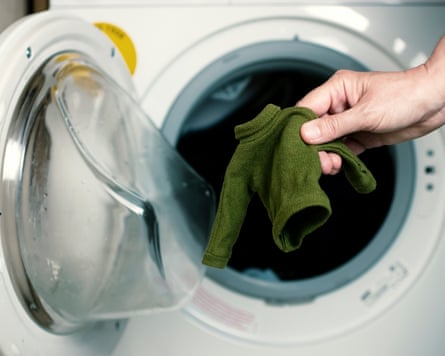 A green jumper shrunk in the wash