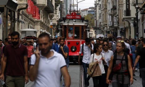 People walking in main street of Istanbul