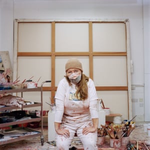 Jenny Saville’s Masked portrait in support of AT the Bus charity