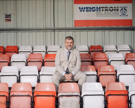 Jon McClure in the stands of the Home of Football Ground … in Dronfield, Derbyshire.