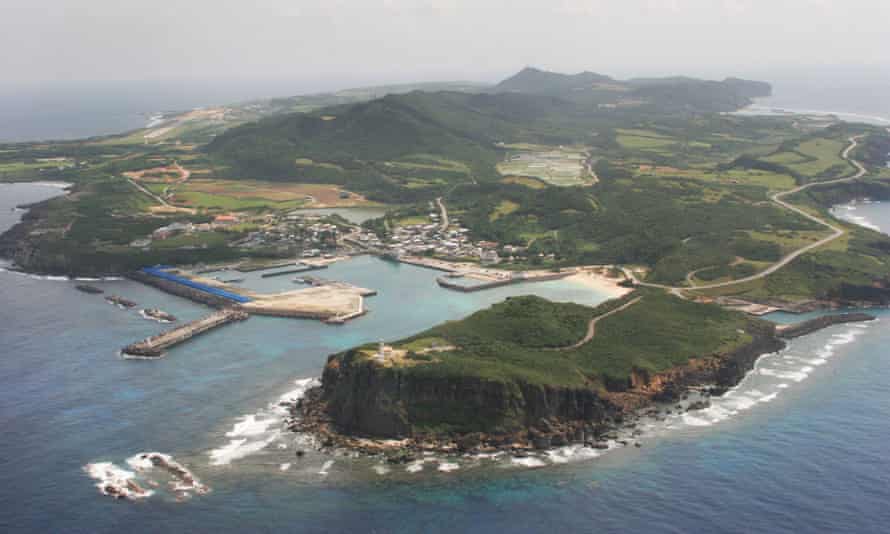 An aerial view of the Japanese island of Yonaguni