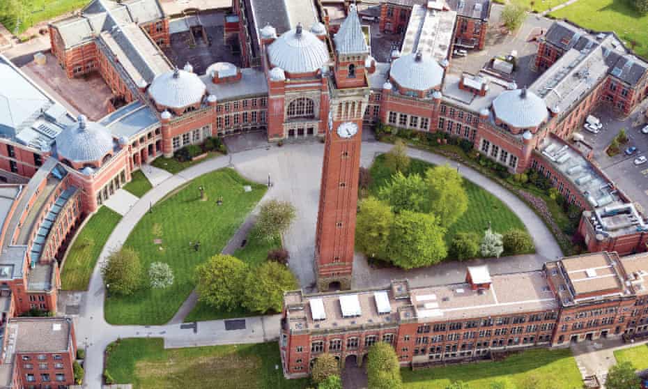 Birdseye view of Birmingham University campus. The use of unconditional offers is controversial among school leaders. 