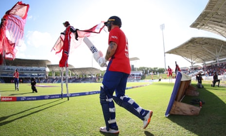 Phil Salt of England walks out to bat during the fifth T20 International between the West Indies and England.
