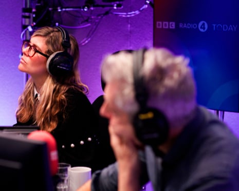 Emma Barnett and another person in the Radio 4 Today studio.