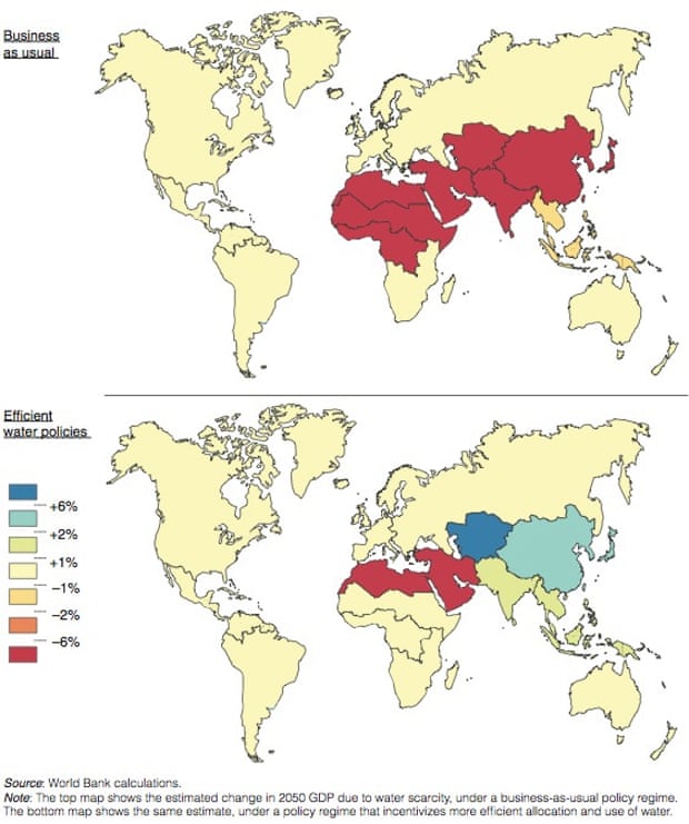 World scarcity impact on GDP – World Bank map released on 3 May 2016