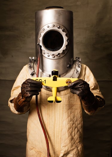 American artist and prop-maker Ryan NagataNagata is modelling his replica of aviator Wiley Post’s 1934 pressure suit, made for the Stafford Air and Space Museum, in Oklahoma. Nagata’s obsessive spacesuit-making quest began at the age of 14 while watching the film Apollo 13. The museum is named after test pilot and Nasa astronaut Thomas Stafford, who flew two Gemini missions and commanded the Apollo 10 mission, which orbited the moon in 1969