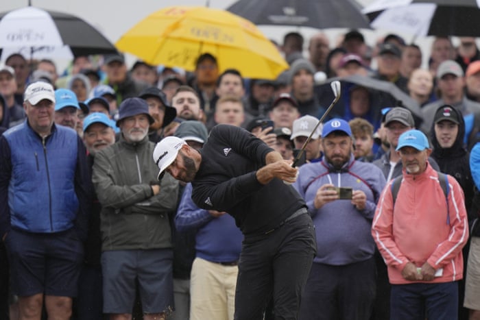 Dustin Johnson plays out of the rough.