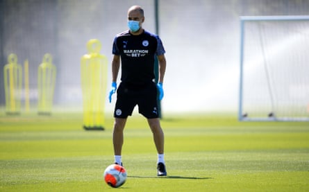 Pep Guardiola during training at Manchester City Football Academy.