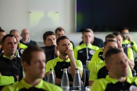 The impossible job: inside the world of Premier League referees | Referees 6 Match officials during one of their fortnightly training session at St George’s Park.