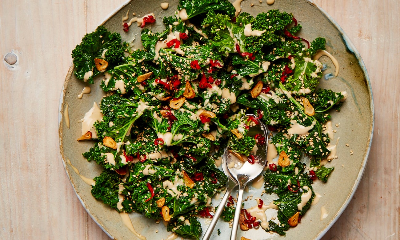 Yotam Ottolenghi’s stir-fired kale with tahini, chilli and soy.