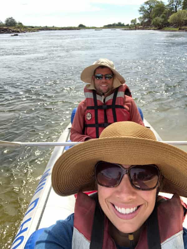 Kristen and her husband Ryan canoeing on the Zambezi River, just before the attack.