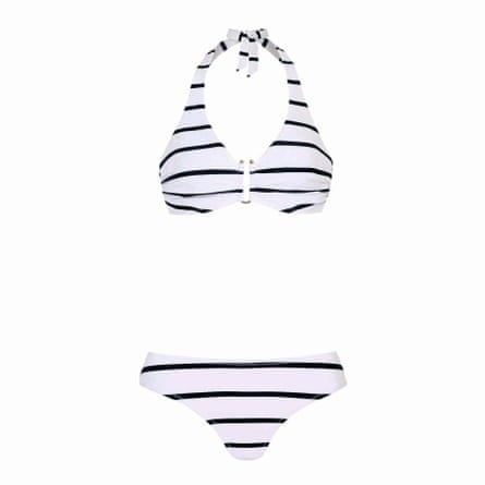 Blue and white stripe bikini