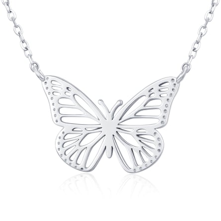 Silver Delicate Cut-Out Butterfly Pendant Necklace