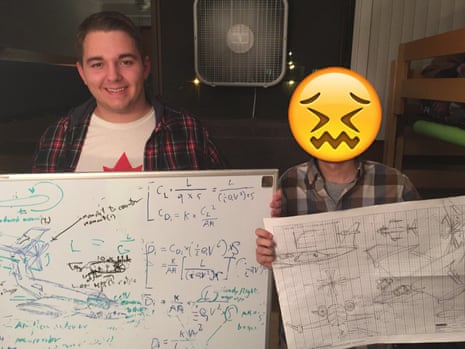 This is Keith and his roommate, Mark, who designed an aircraft while wasted – and didn’t want to be identified.