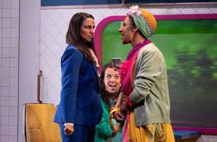 Aryana Ramkhalawon confronts Habiba Saleh on a train, while Anna Russell-Martin looks on
