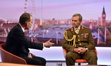 A shot across the bows ... General Sir Nicholas Houghton on The Andrew Marr Show. Photograph: Jeff Overs/BBC/PA Wire