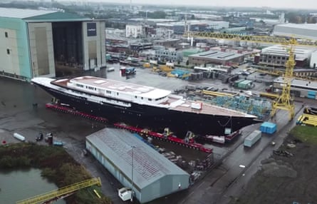 The Y721 at the shipyard of Dutch shipbuilder Oceanco.