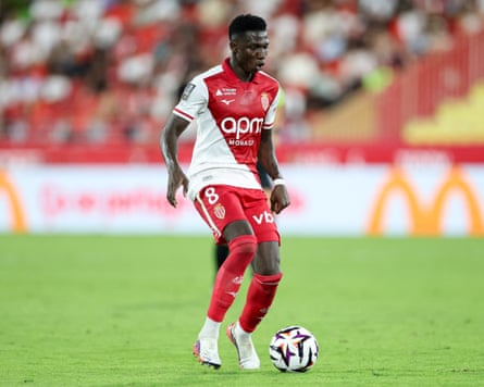 Lamine Camara playing football for Monaco