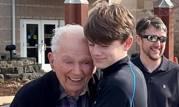Orville Allen hugging his great-grandson in March 2024. 