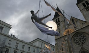 A group of actors and musicians perform at a street festival in Sarajevo. Bosnia has increasingly drawn investment from Gulf states, including UAE, Qatar and Saudi Arabia in recent years.
